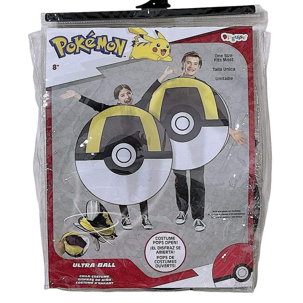 Pokémon Ultra Ball Pop Out Costume Ages 8+ Black White Yellow - Picture 11 of 16